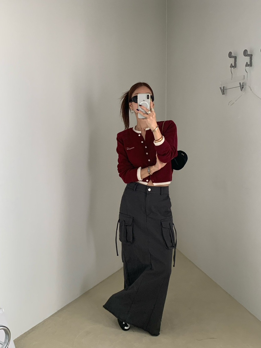 REVE CITE-L東大門代購女裝新品推薦休閑針織衫撞色開衫REVE CITE-L針織衫