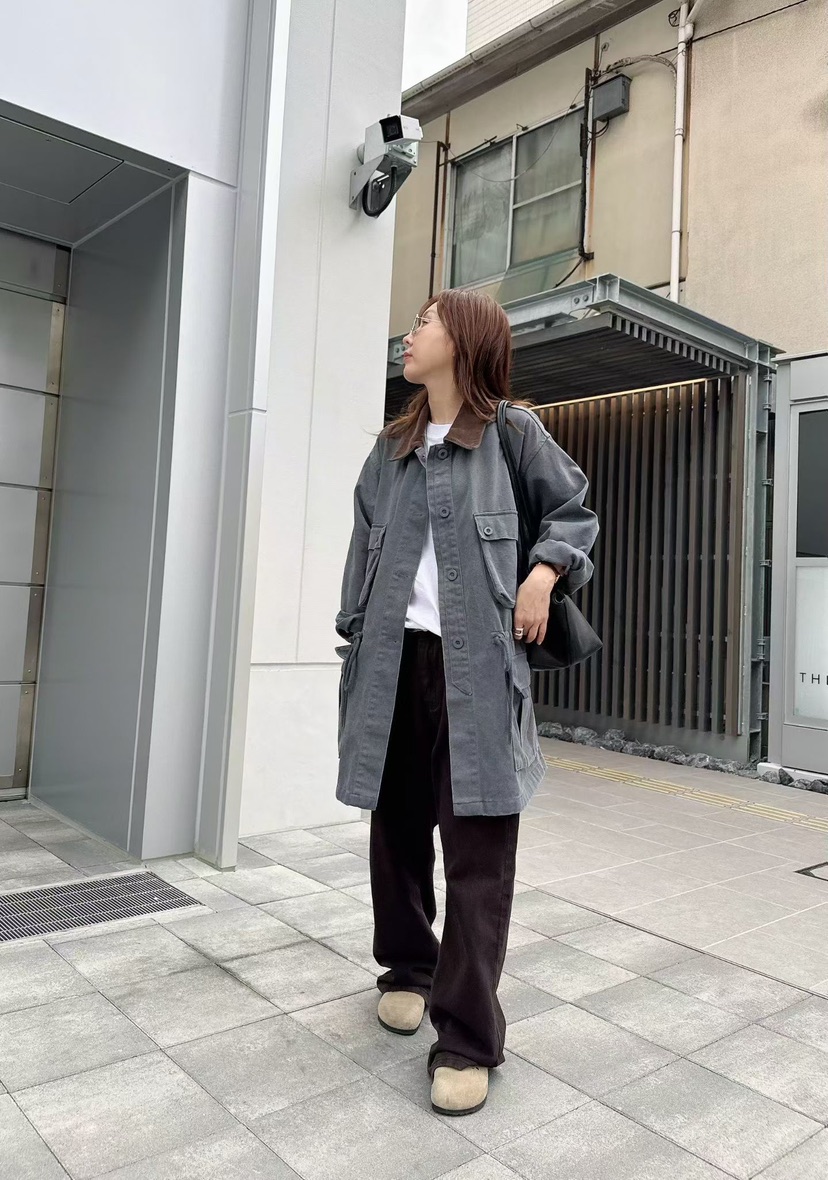BINUS東大門直郵女士新品休閑熱賣時尚人氣推薦長款風衣口袋BINUS長款風衣