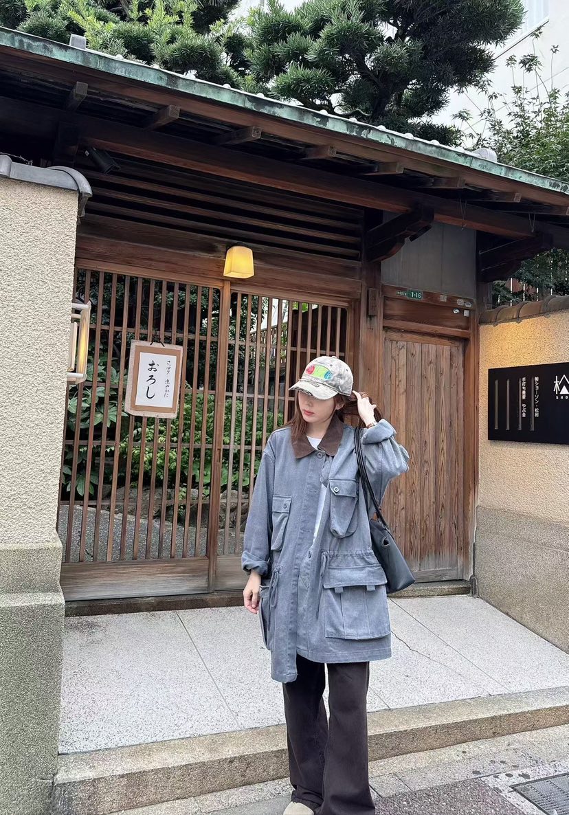 BINUS東大門直郵女士新品休閑熱賣時尚人氣推薦長款風衣口袋BINUS長款風衣