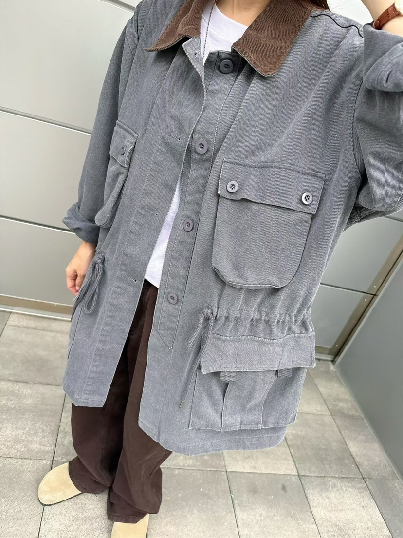 BINUS東大門直郵女士新品休閑熱賣時尚人氣推薦長款風衣口袋BINUS長款風衣