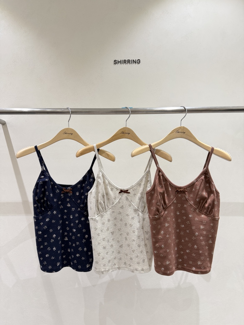 SHIRRING韓國直郵女裝新品時尚推薦熱賣吊帶背心花朵無袖SHIRRING吊帶/背心