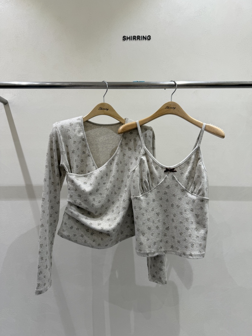SHIRRING韓國直郵女裝新品時尚推薦熱賣吊帶背心花朵無袖SHIRRING吊帶/背心