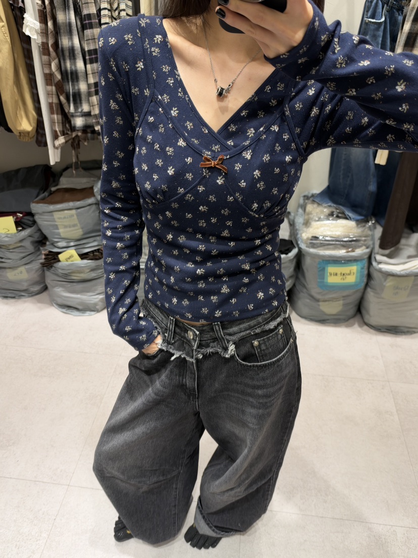SHIRRING韓國直郵女裝新品時尚推薦熱賣吊帶背心花朵無袖SHIRRING吊帶/背心