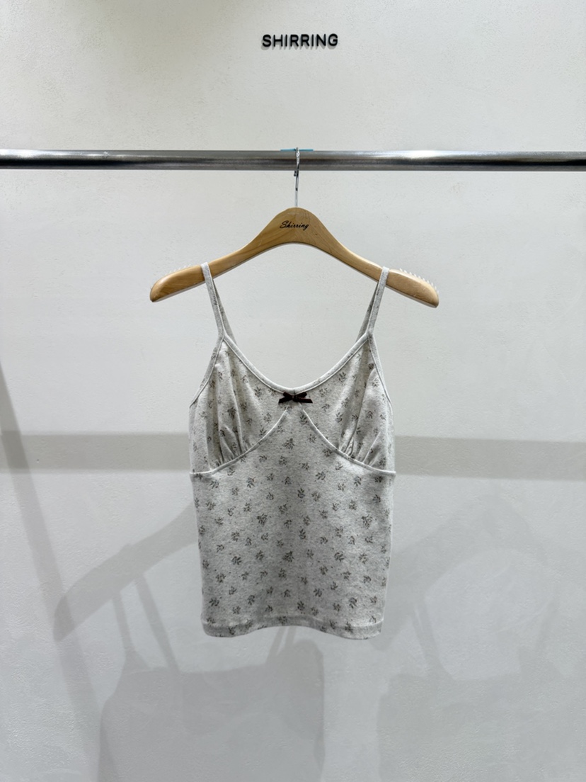 SHIRRING韓國直郵女裝新品時尚推薦熱賣吊帶背心花朵無袖SHIRRING吊帶/背心圖色1