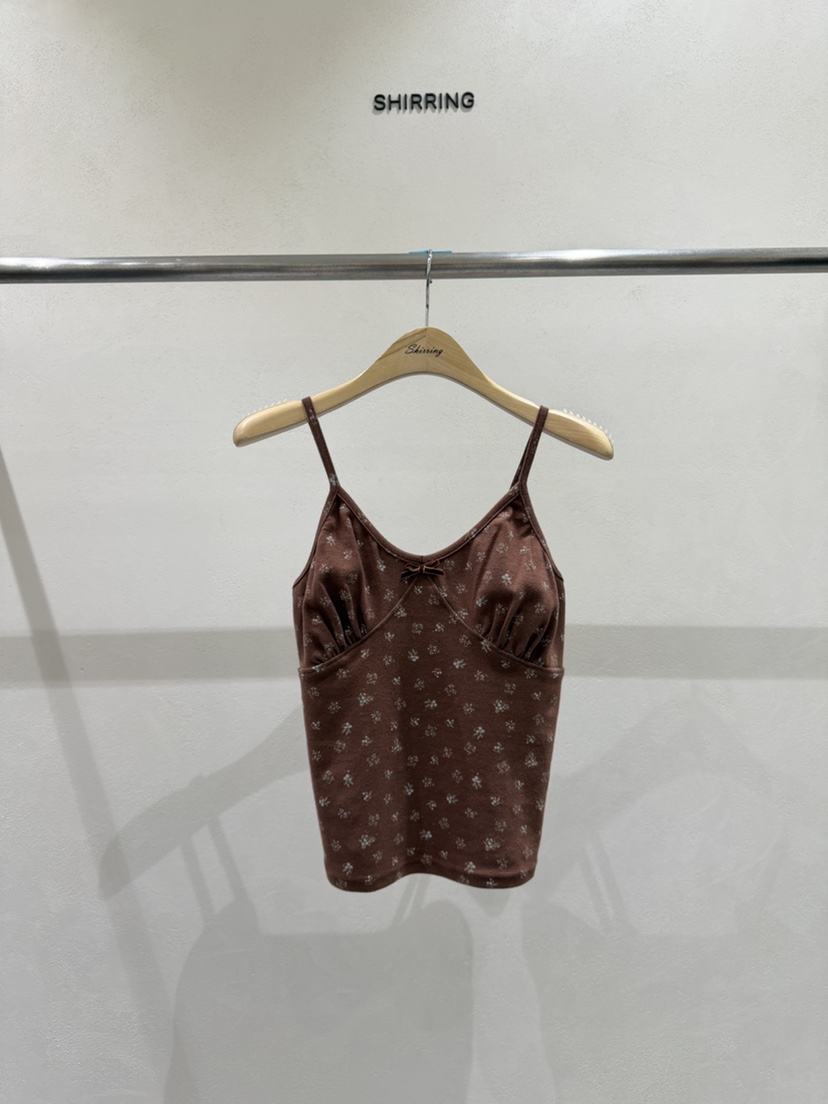 SHIRRING韓國直郵女裝新品時尚推薦熱賣吊帶背心花朵無袖SHIRRING吊帶/背心圖色2