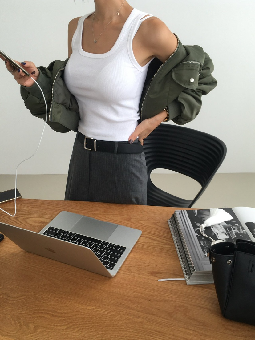 REVE CITE-L韓國直郵女裝新款人氣時尚吊帶背心無袖羅紋REVE CITE-L吊帶/背心圖色2