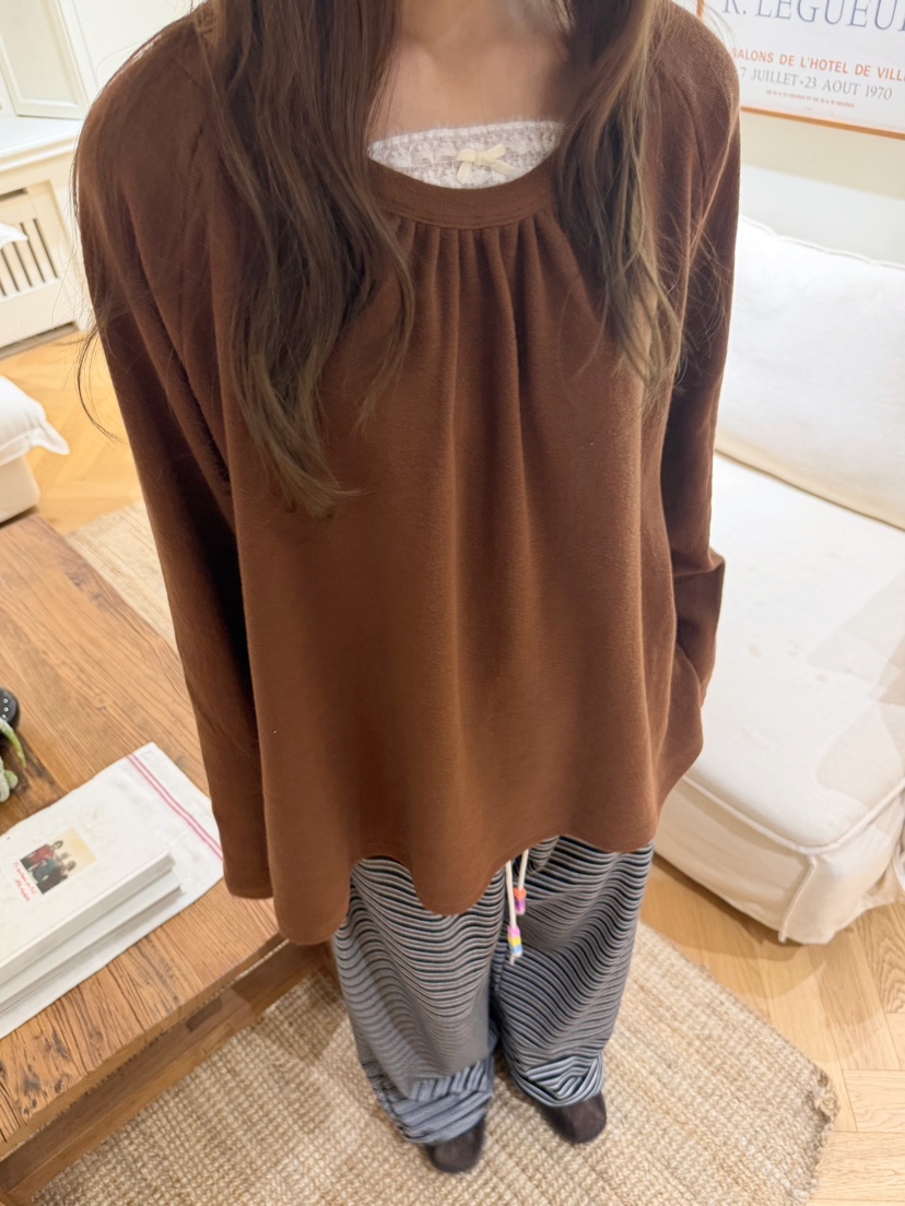 BOUTIQUE-L韓國直郵女士新款熱賣時尚推薦長袖T恤蕾絲褶皺BOUTIQUE-L長袖T恤
