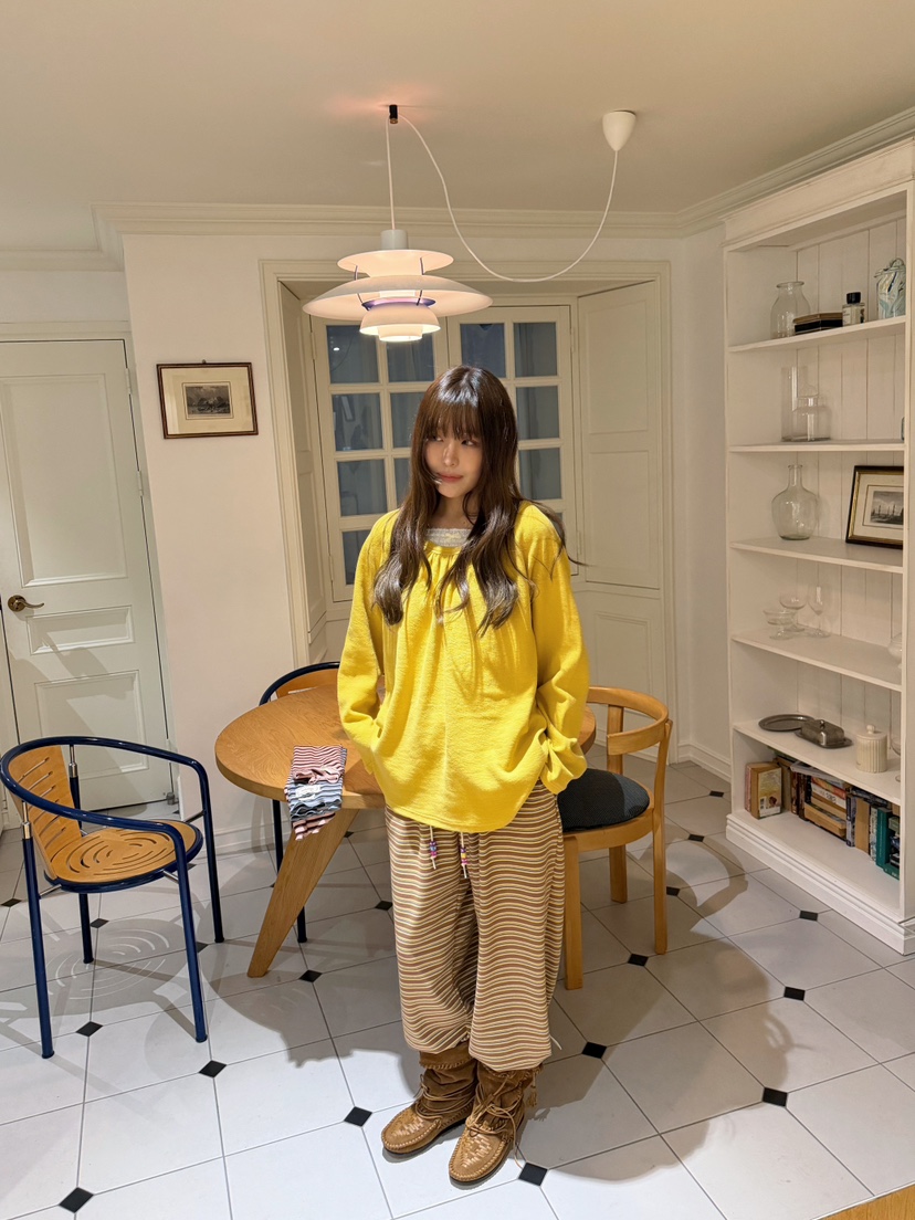 BOUTIQUE-L韓國直郵女士新款熱賣時尚推薦長袖T恤蕾絲褶皺BOUTIQUE-L長袖T恤圖色3