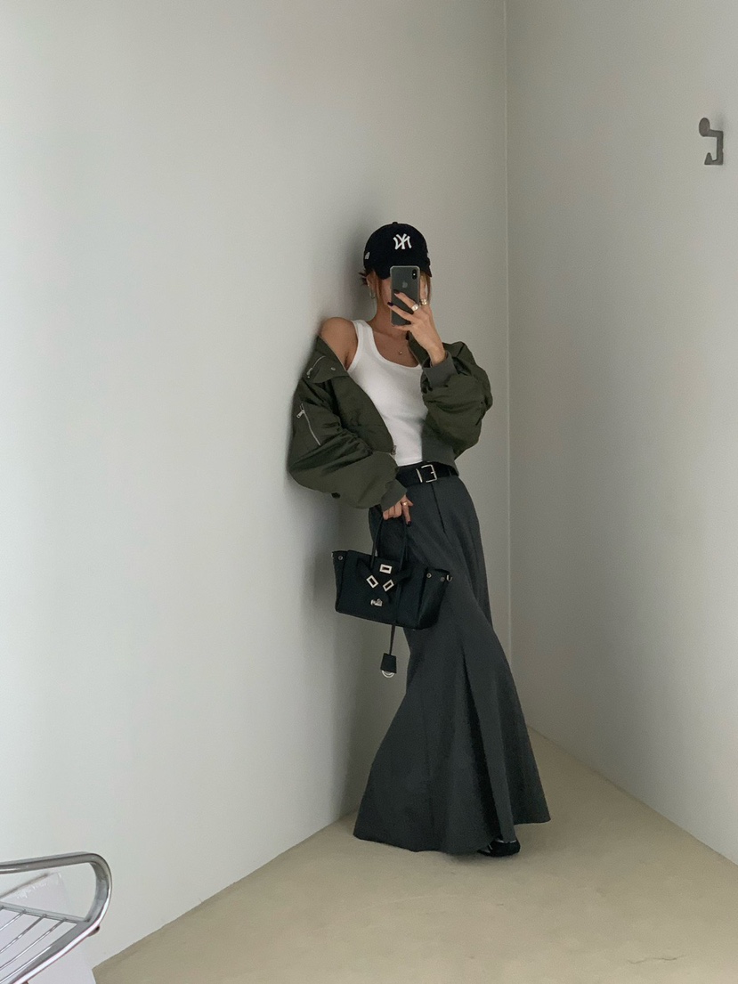 REVE CITE-L東大門實拍女士新品熱賣休閑長裙不含腰帶喇叭REVE CITE-L長裙