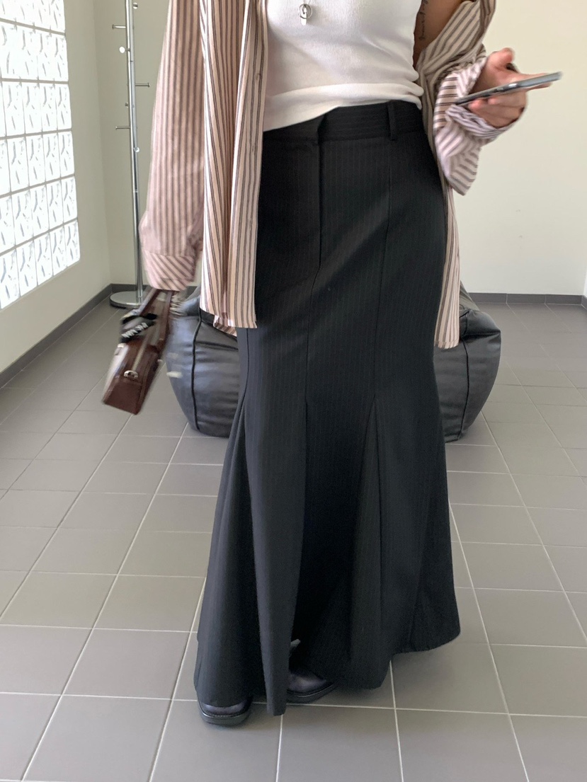 REVE CITE-L東大門實拍女士新品熱賣休閑長裙不含腰帶喇叭REVE CITE-L長裙圖色1