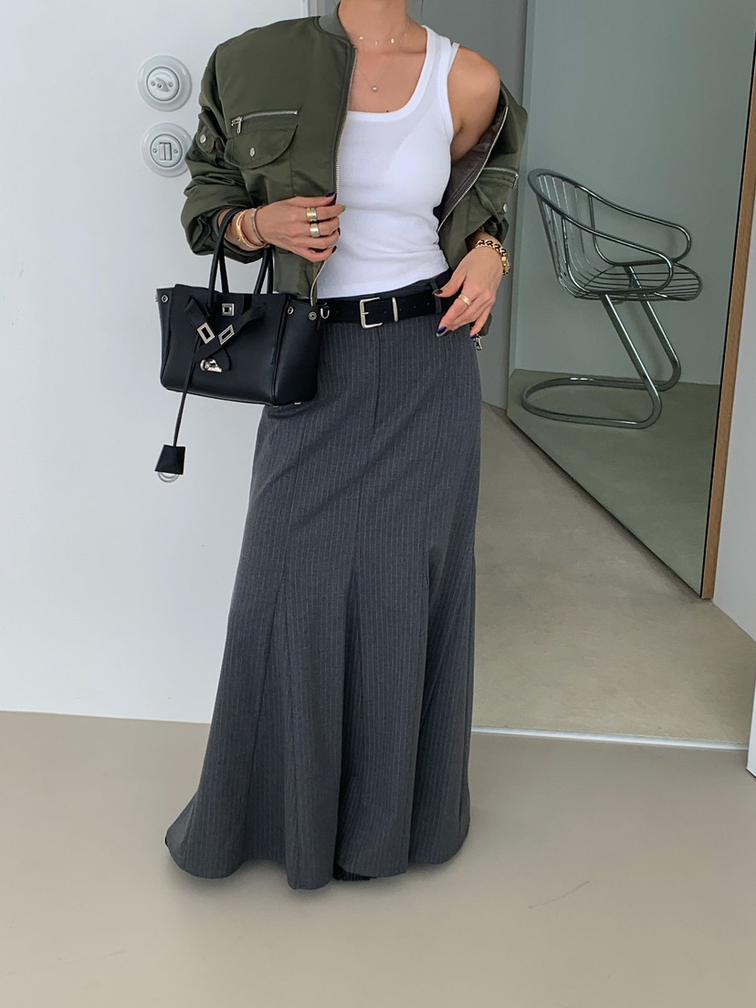 REVE CITE-L東大門實拍女士新品熱賣休閑長裙不含腰帶喇叭REVE CITE-L長裙圖色2