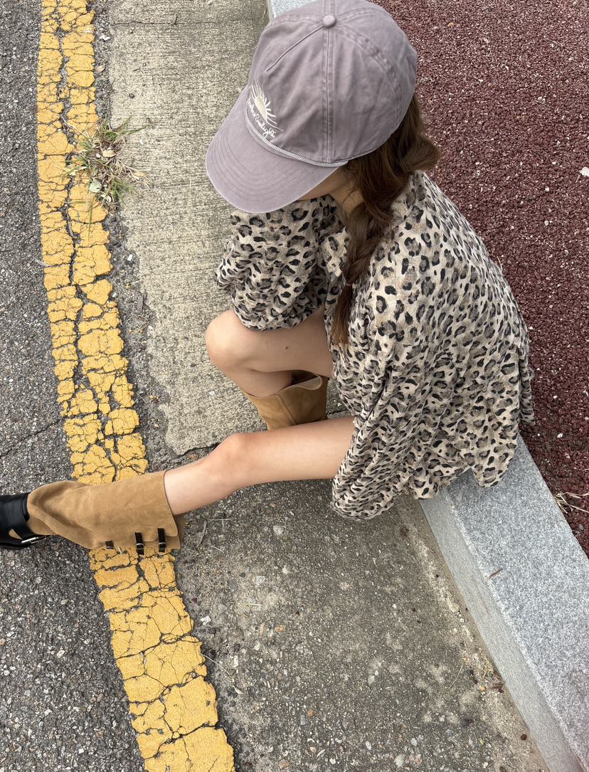 OKIE韓國直郵女裝新品時尚人氣休閑推薦真品襯衫蕾絲衫豹紋OKIE襯衫/蕾絲衫