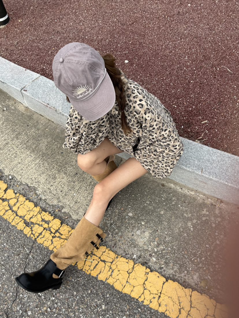 OKIE韓國直郵女裝新品時尚人氣休閑推薦真品襯衫蕾絲衫豹紋OKIE襯衫/蕾絲衫