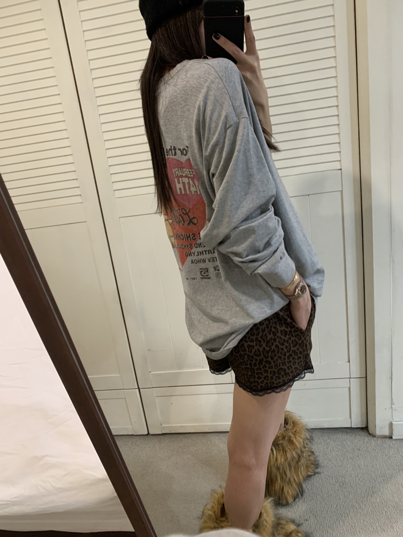 OKIE東大門實拍女裝新款推薦熱賣休閑時尚真品短褲豹紋蕾絲OKIE短褲