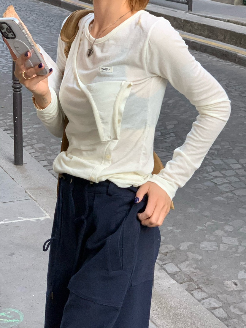 ZEROZERO東大門直郵女裝新品休閑熱賣時尚真品長袖T恤紐扣ZEROZERO長袖T恤