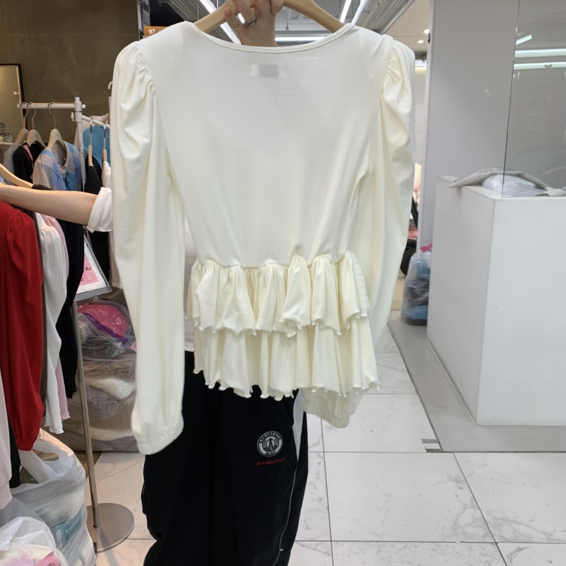 空東大門代購女裝新品人氣時尚休閑熱賣真品推薦長袖T恤緞帶Sagebrush長袖T恤