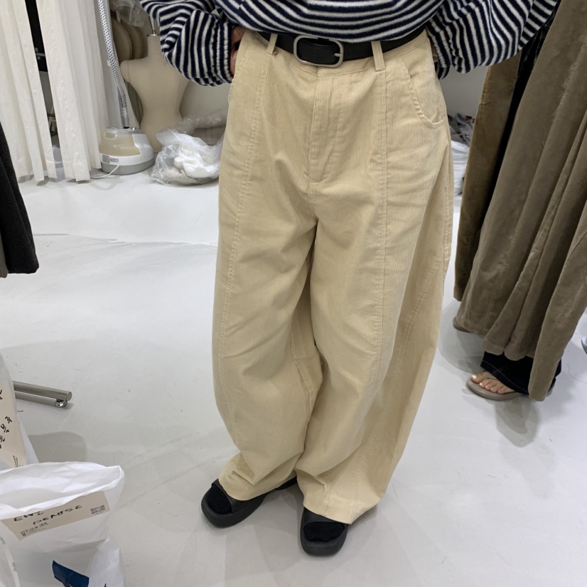 YUNBAL東大門實拍女士新款休閑推薦真品時尚休閑褲不含腰帶YUNBAL休閑褲圖色2奶油色