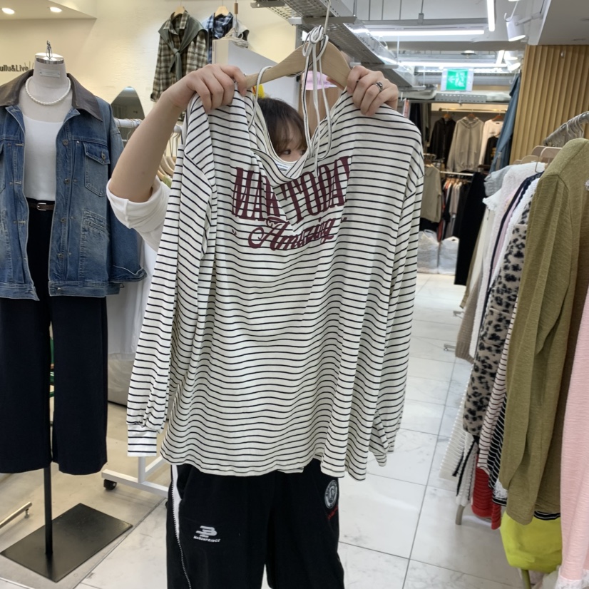 空韓國代購女士新品推薦人氣真品時尚休閑熱賣長袖T恤露肩Sagebrush長袖T恤圖色3