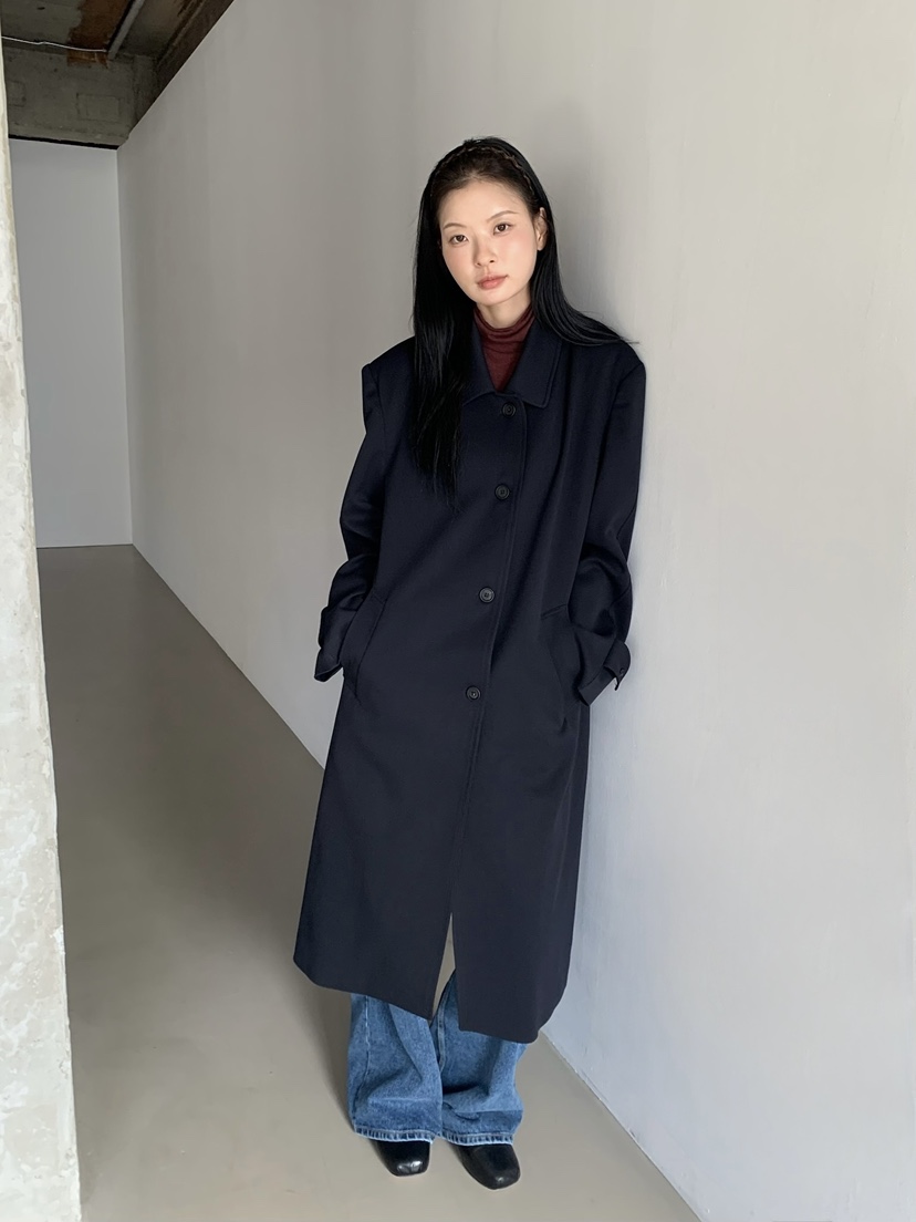 LOVEMYSANTA韓國代購女裝新品人氣推薦熱賣真品時尚長款風衣LOVEMYSANTA長款風衣圖色2藏藍色