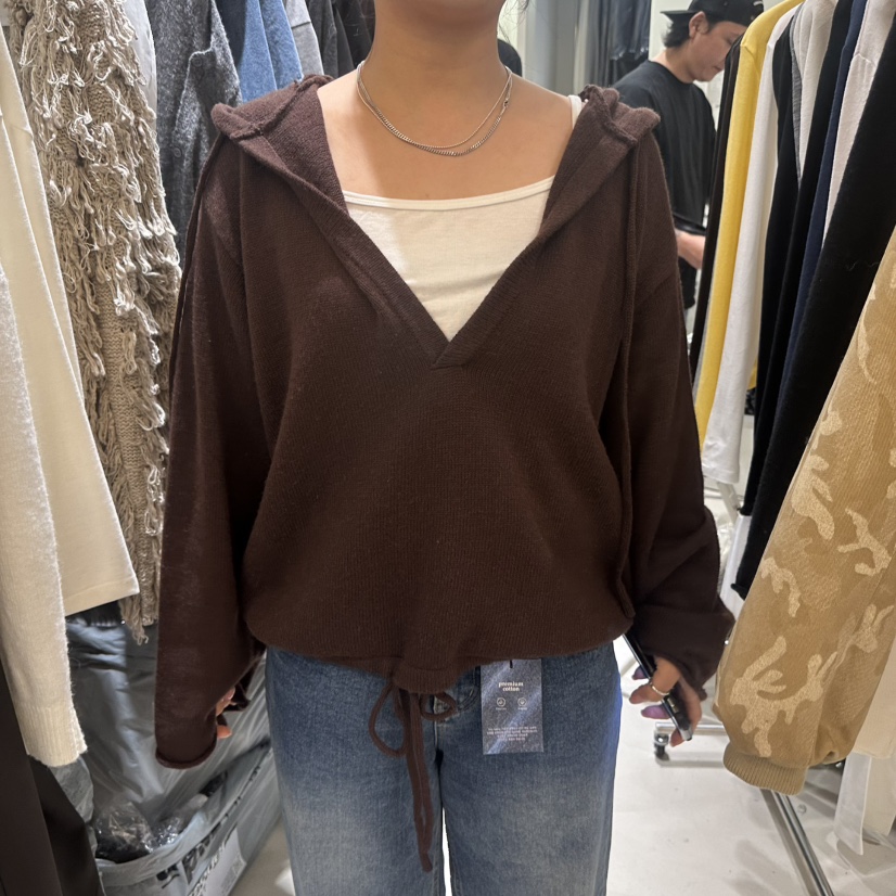 RENDER東大門代購女裝新品人氣休閑時尚衛衣V領連帽針織衫RENDER衛衣圖色2