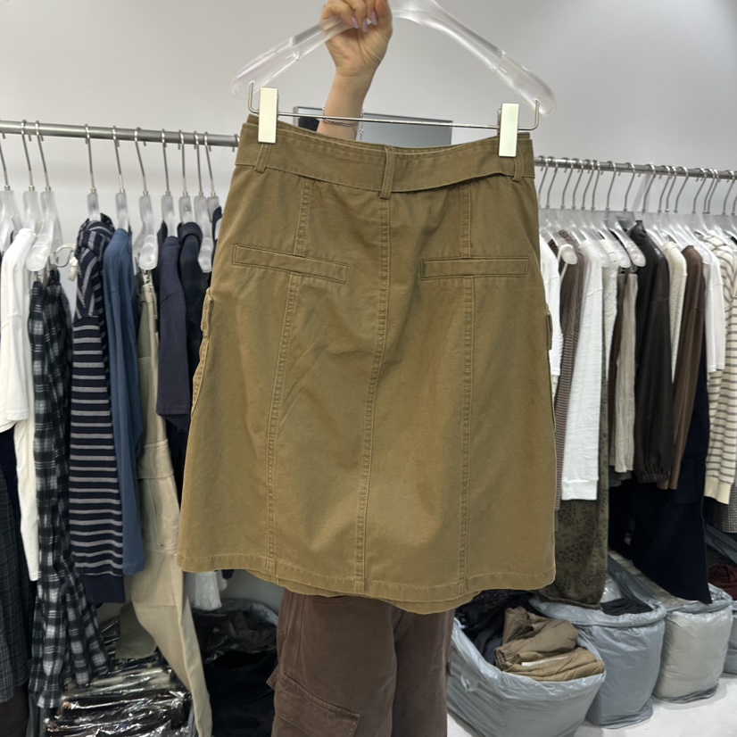 LOOKK/MIMME韓國直郵女裝新品休閑半身裙中短裙含腰帶口袋LOOKK/MIMME半身裙/中短裙