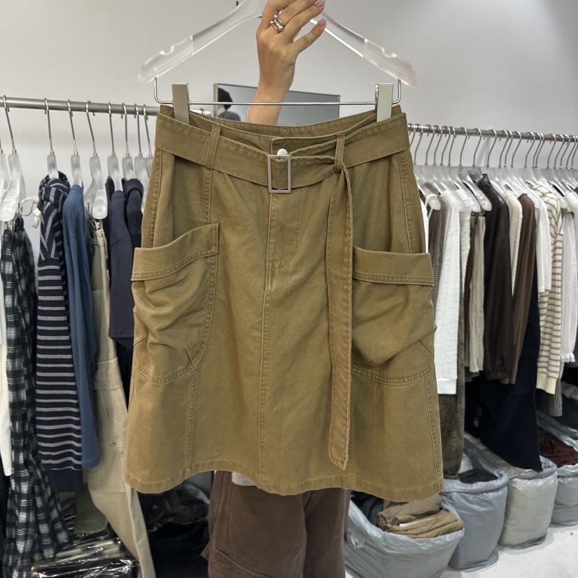 LOOKK/MIMME韓國直郵女裝新品休閑半身裙中短裙含腰帶口袋LOOKK/MIMME半身裙/中短裙圖色3