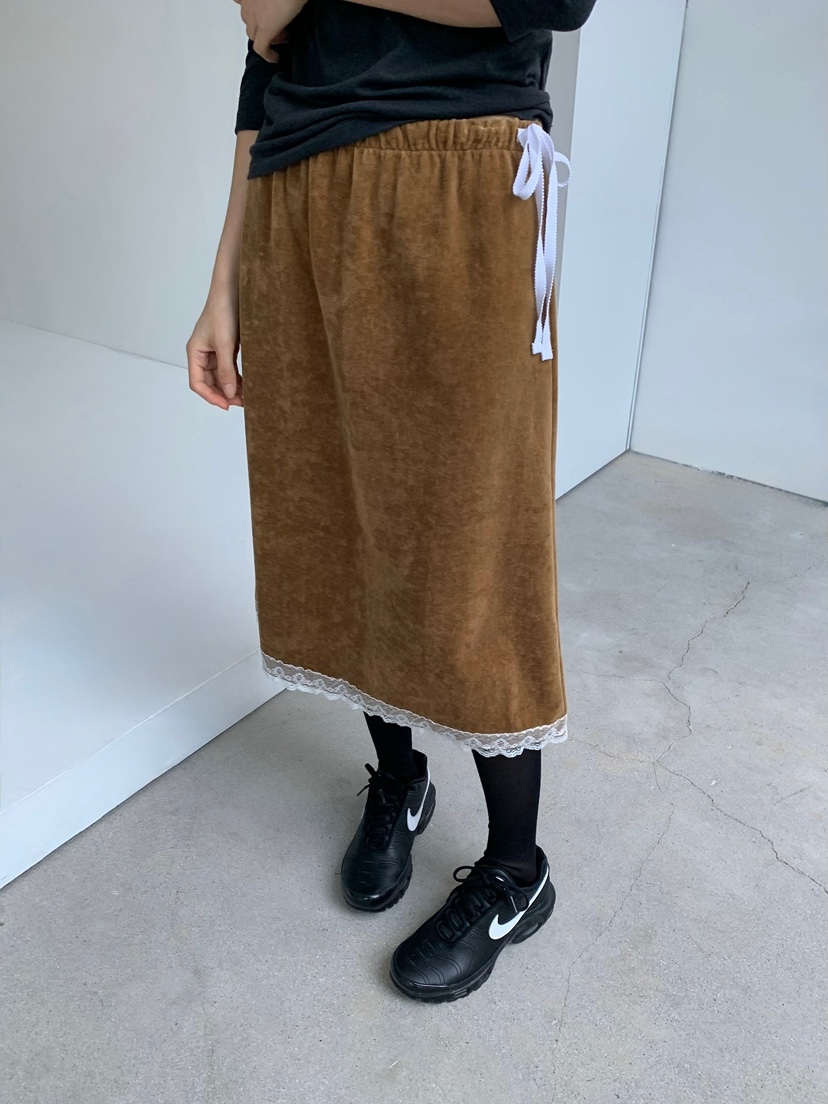 LOVEMYSANTA東大門代購女裝新品真品時尚半身裙中短裙天鵝絨LOVEMYSANTA半身裙/中短裙圖色2