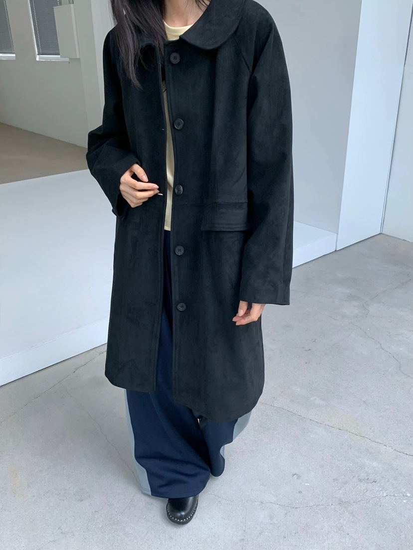 LOVEMYSANTA東大門代購女士新品人氣時尚熱賣長款風衣絨面革LOVEMYSANTA長款風衣