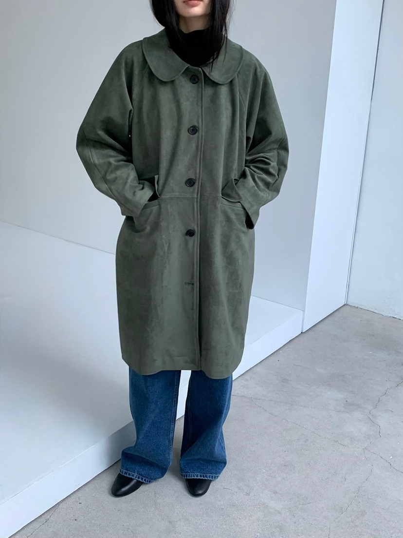 LOVEMYSANTA東大門代購女士新品人氣時尚熱賣長款風衣絨面革LOVEMYSANTA長款風衣圖色1