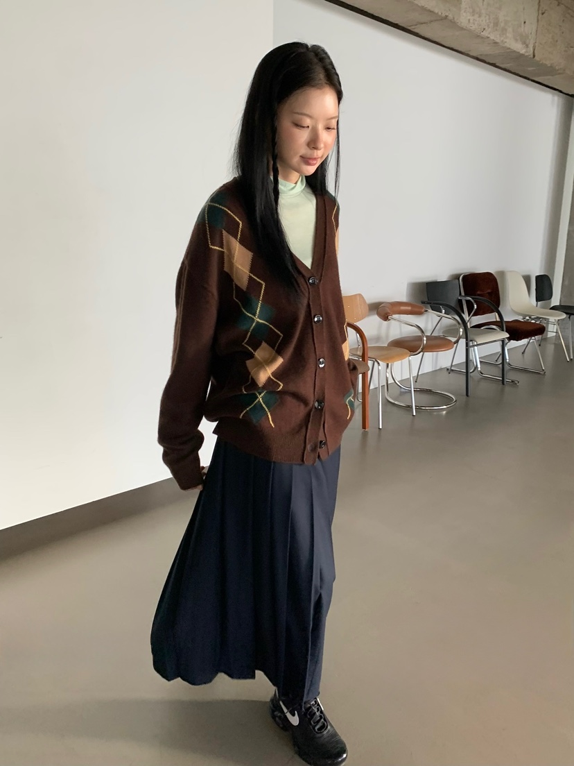 LOVEMYSANTA韓國直郵女士新款推薦熱賣真品開衫菱形花紋開衫LOVEMYSANTA開衫