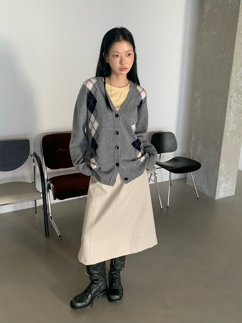 LOVEMYSANTA韓國直郵女士新款推薦熱賣真品開衫菱形花紋開衫LOVEMYSANTA開衫圖色3