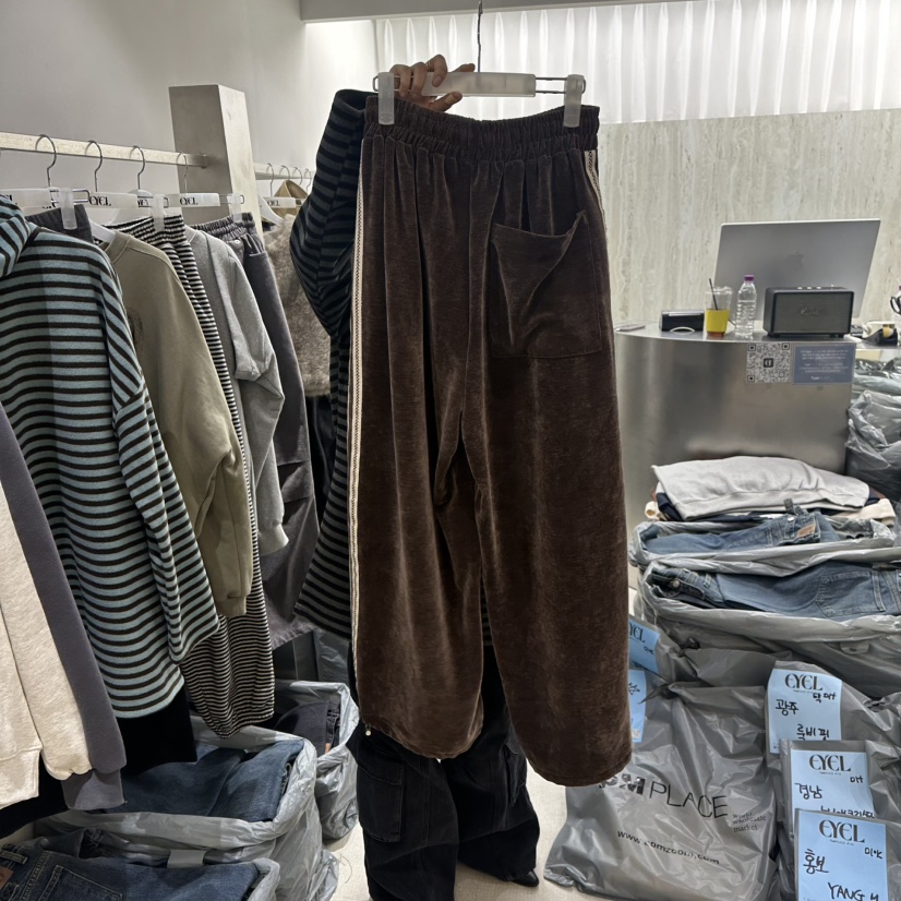 EYEL韓國代購女裝新款真品人氣休閑熱賣推薦休閑褲天鵝絨EYEL休閑褲
