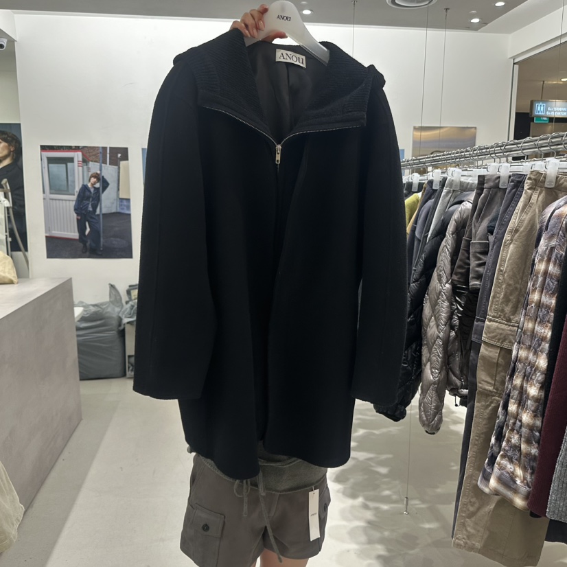 ANOU韓國直郵女士新品熱賣推薦人氣真品時尚休閑短款大衣ANOU短款大衣圖色2黑色