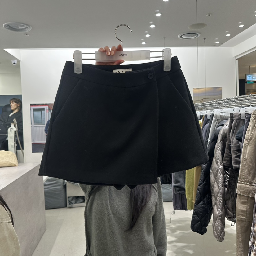 ANOU韓國直郵女裝新品人氣時尚熱賣推薦休閑真品短裙ANOU短裙圖色2黑色