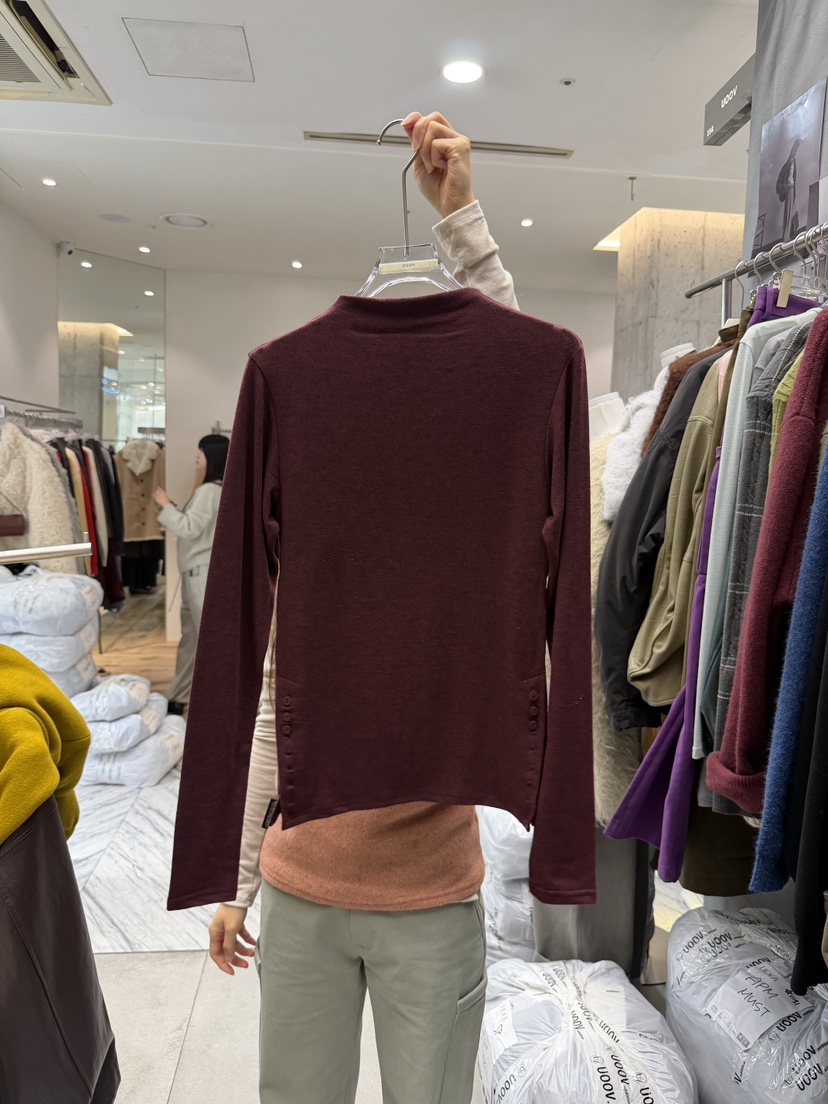 UOOV東大門代購女士新品時尚休閑真品推薦人氣長袖T恤紐扣UOOV長袖T恤圖色5