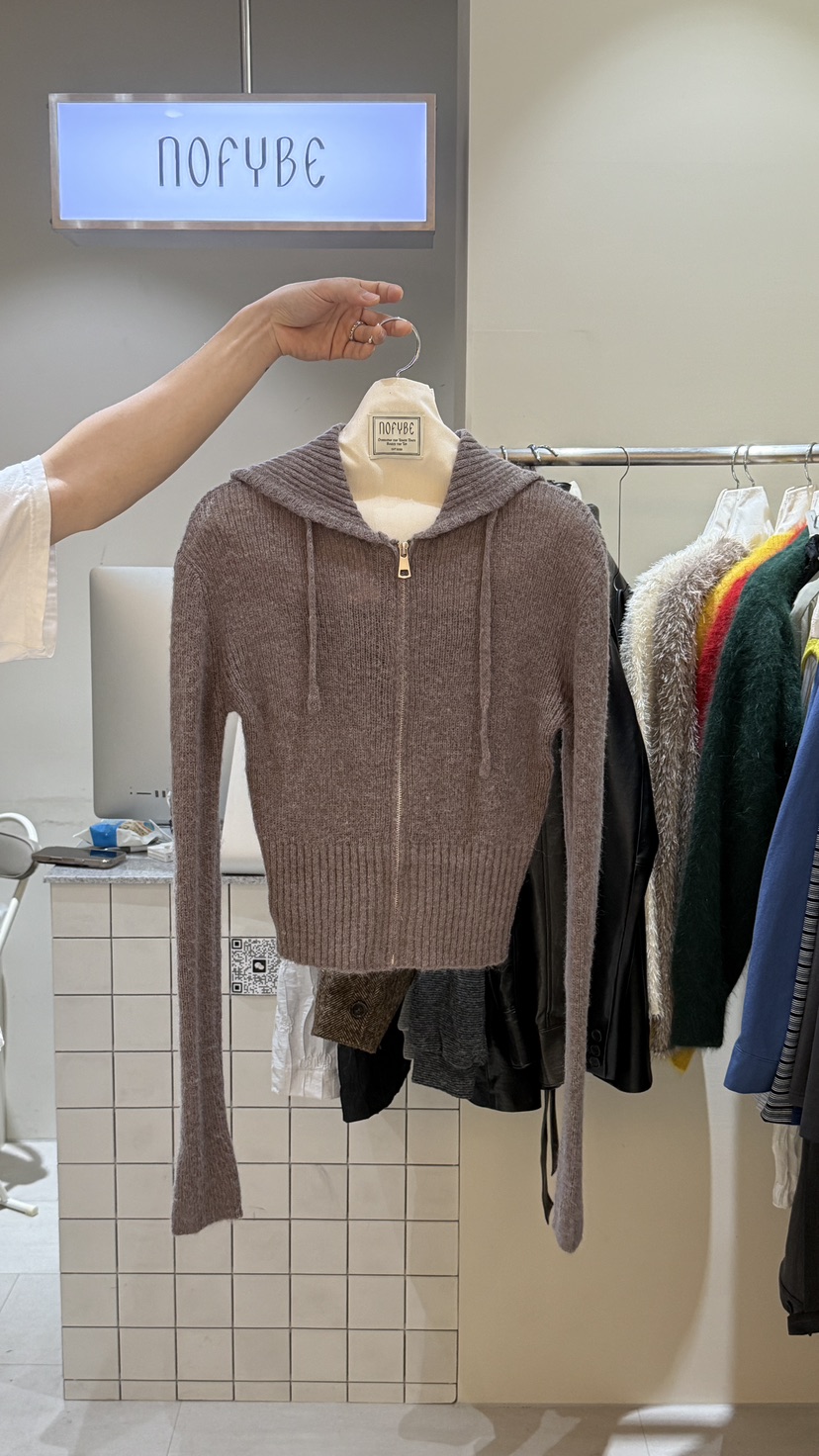 NOFYBE東大門代購女士新款真品推薦毛衣拉鏈連帽衫羊駝毛NOFYBE毛衣圖色2