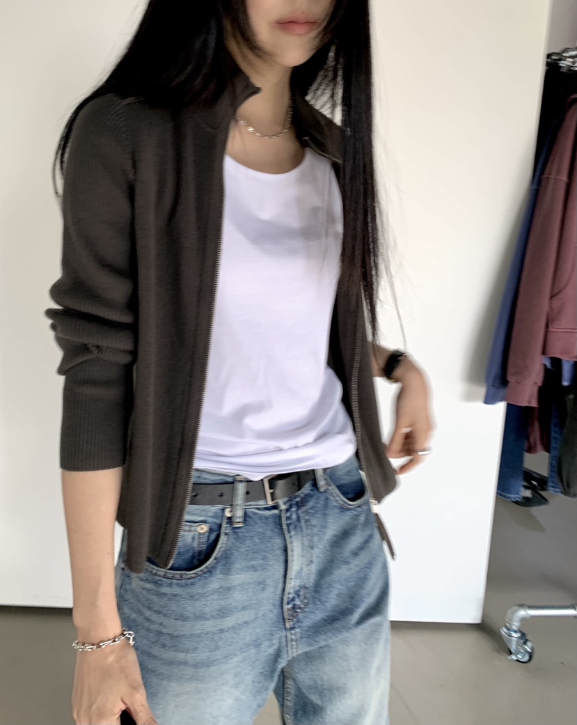 MUYBIEN東大門直郵女裝新品人氣時尚推薦休閑針織衫針織拉鏈MUYBIEN針織衫