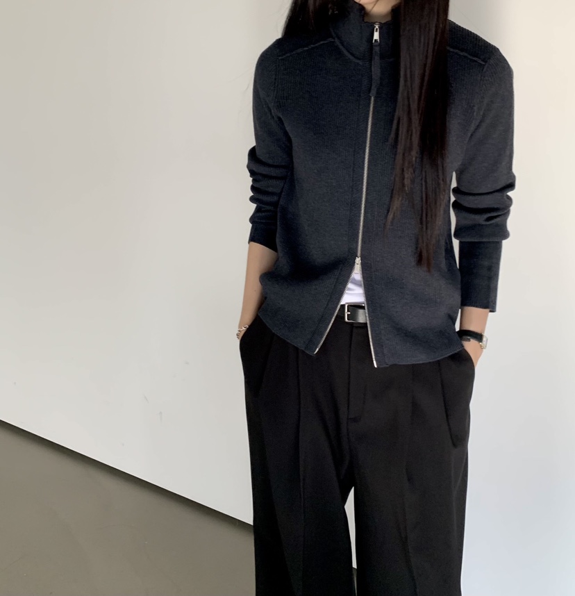 MUYBIEN東大門直郵女裝新品人氣時尚推薦休閑針織衫針織拉鏈MUYBIEN針織衫