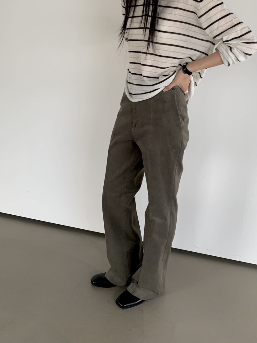 MUYBIEN東大門實拍女裝新款人氣時尚真品休閑褲喇叭褲燈芯絨MUYBIEN休閑褲