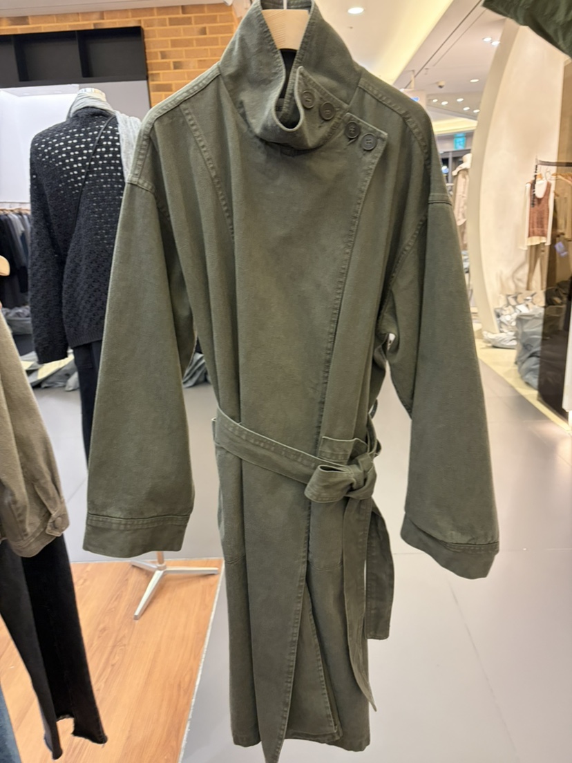 JADEMARKET東大門實拍女士新品休閑熱賣長款風衣含腰帶水洗JADE MARKET/JADE SEOUL長款風衣圖色1