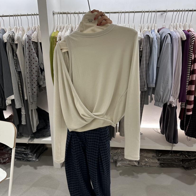 BERTHA東大門代購女士新品真品人氣時尚休閑長袖T恤假兩件BERTHA長袖T恤圖色3灰綠色