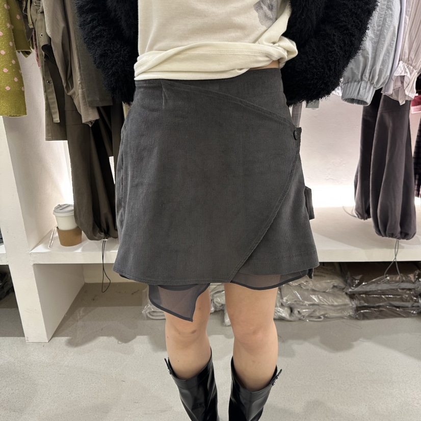 BERTHA韓國代購女士新品推薦熱賣真品時尚短裙燈芯絨雪紡BERTHA短裙圖色2