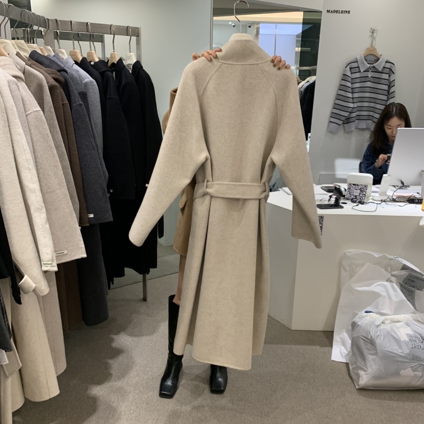 MADELEINE東大門實拍女裝新款時尚人氣中長款大衣含腰帶羊絨MADELEINE中長款大衣