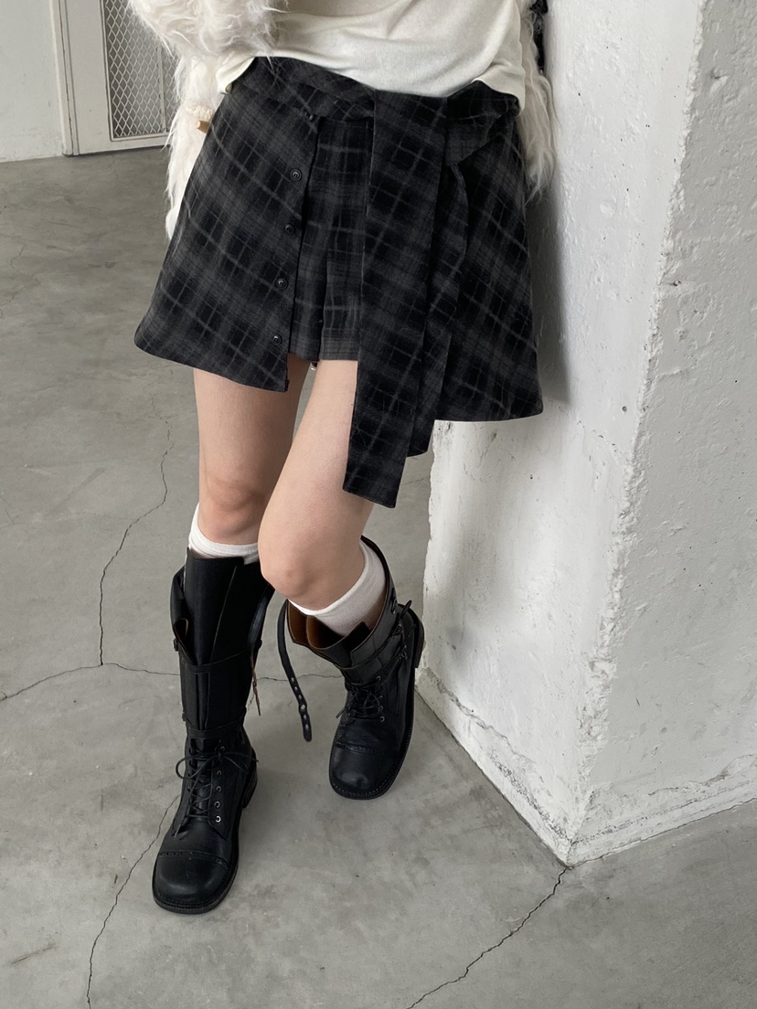 Verbena韓國代購女士新款人氣推薦真品時尚熱賣休閑裙褲格子Verbena裙褲圖色2