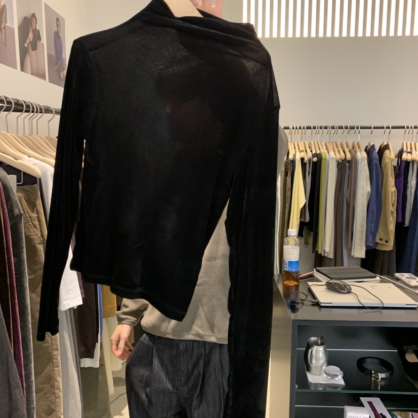 PLATE東大門代購女裝新品推薦時尚真品休閑長袖T恤天鵝絨ANOTHER PLATE MOOD WEAR長袖T恤圖色1黑