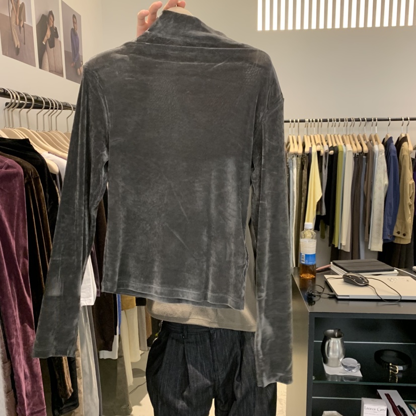 PLATE東大門代購女裝新品推薦時尚真品休閑長袖T恤天鵝絨ANOTHER PLATE MOOD WEAR長袖T恤圖色3灰