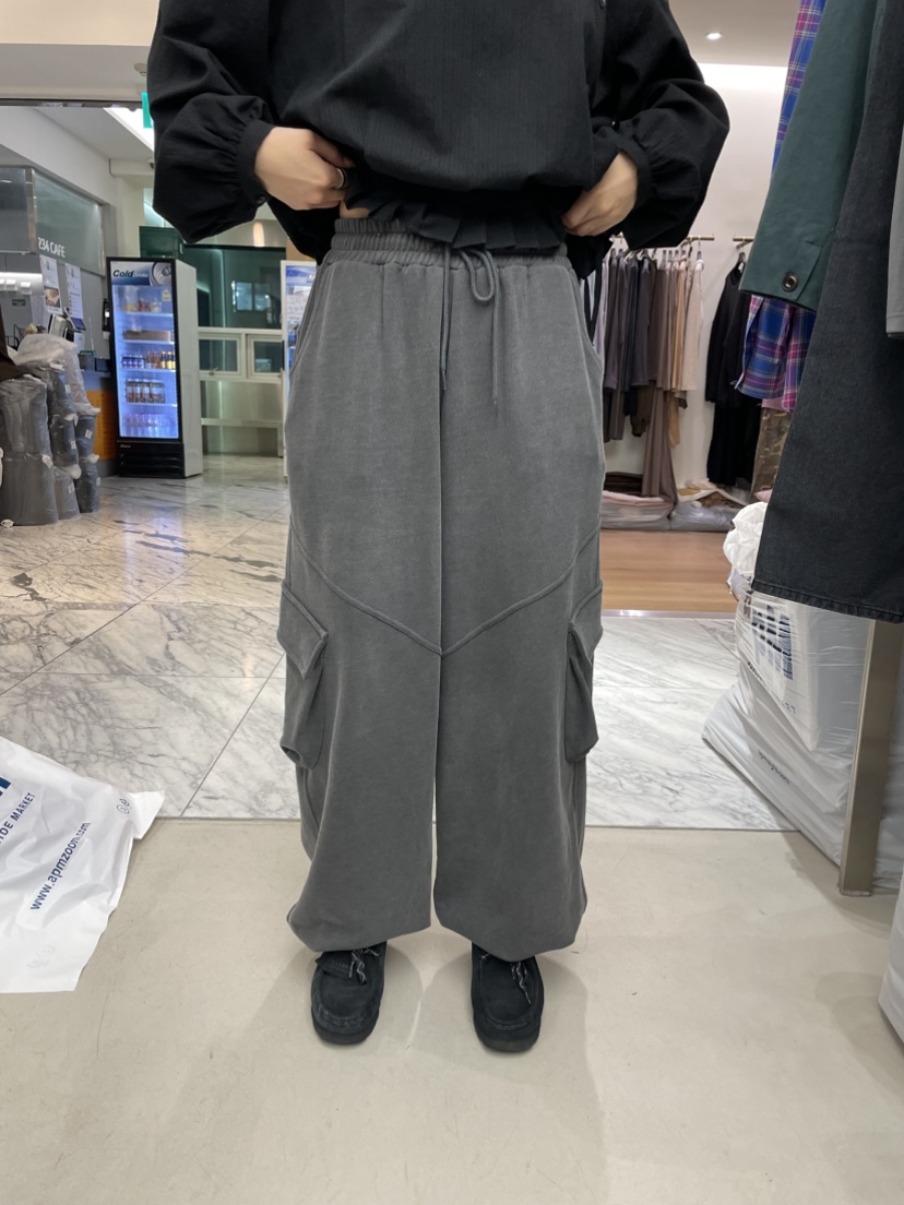 SOLD OUT韓國代購女裝新款熱賣休閑時尚休閑褲工裝褲折疊SOLD OUT休閑褲圖色1墨