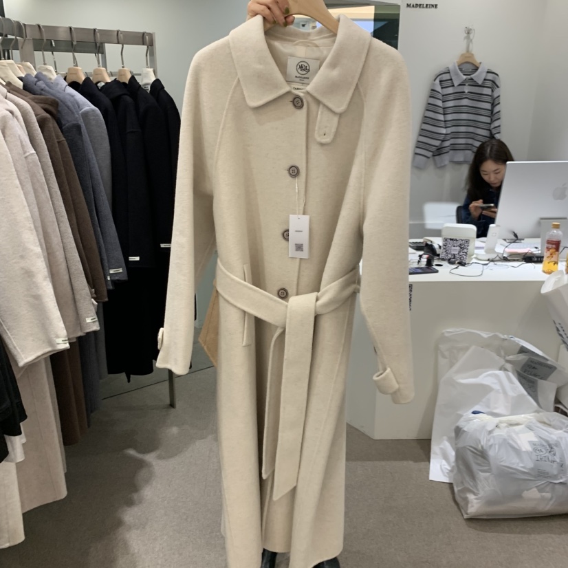 MADELEINE東大門代購女士新品真品推薦中長款大衣含腰帶羊絨MADELEINE中長款大衣圖色1