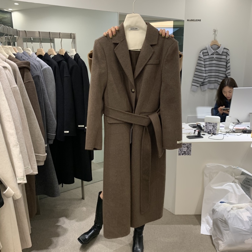 MADELEINE韓國直郵女士新品熱賣推薦中長款大衣含腰帶羊絨MADELEINE中長款大衣圖色2