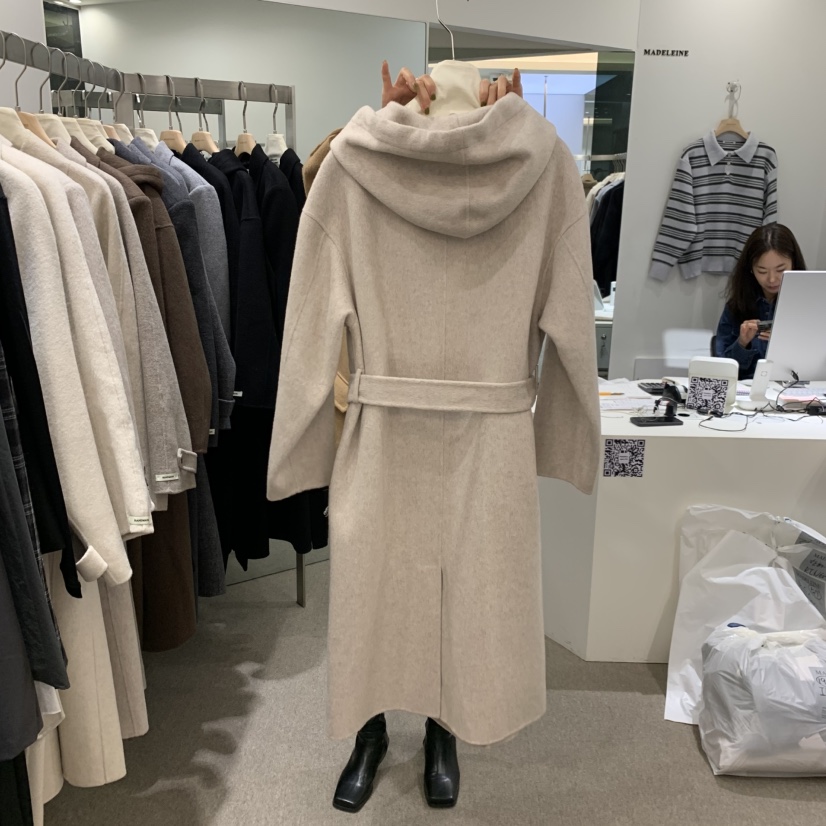 MADELEINE東大門直郵女裝新款休閑熱賣中長款大衣含腰帶羊絨MADELEINE中長款大衣